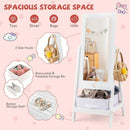 Kids Full Length Mirror 360 Degree Rotatable Dressing Mirror with Storage Bin-White by LJGDeals