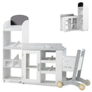 Kids Grocery Store Playset Convertible Wooden Play Store with Shopping Cart-White by LJGDeals