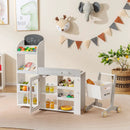 Kids Grocery Store Playset Convertible Wooden Play Store with Shopping Cart-White by LJGDeals