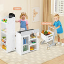 Kids Grocery Store Playset Convertible Wooden Play Store with Shopping Cart-White by LJGDeals