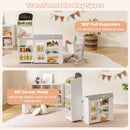 Kids Grocery Store Playset Convertible Wooden Play Store with Shopping Cart-White