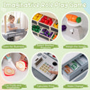 Kids Grocery Store Playset Wooden Pretend Play Supermarket with Shopping Cart