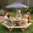 Kids Hexagonal Picnic Table with Umbrella and 6 Benches by DirectDeals