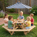 Kids Hexagonal Picnic Table with Umbrella and 6 Benches