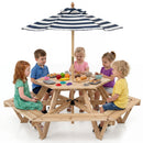 Kids Hexagonal Picnic Table with Umbrella and 6 Benches