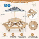 Kids Hexagonal Picnic Table with Umbrella and 6 Benches by DirectDeals