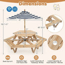 Kids Hexagonal Picnic Table with Umbrella and 6 Benches by LJGDeals