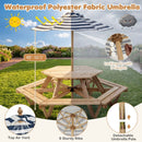 Kids Hexagonal Picnic Table with Umbrella and 6 Benches by LJGDeals