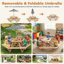 Kids Hexagonal Picnic Table with Umbrella and 6 Benches by DirectDeals