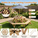 Kids Hexagonal Picnic Table with Umbrella and 6 Benches