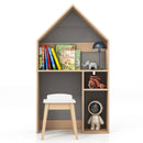 2-in-1 Kids House-Shaped Table and Chair Set-Gray by LJGDeals