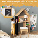2-in-1 Kids House-Shaped Table and Chair Set-Gray by LJGDeals