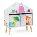 Kids House-shaped Bookshelf with 2 Storage Bins for Kids Room Playroom-White by LJGDeals