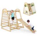 6-in-1 Wooden Kids Jungle Gym Playset with Slide Climbing Net-Natural by LJGDeals