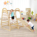 6-in-1 Wooden Kids Jungle Gym Playset with Slide Climbing Net-Natural by LJGDeals