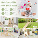 6-in-1 Wooden Kids Jungle Gym Playset with Slide Climbing Net-Natural by LJGDeals