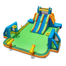 Kids Inflatable Water Slide with 2 Long Slides and 2 Soccer Gates Without Blower by LJGDeals