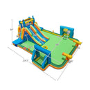 Kids Inflatable Water Slide with 2 Long Slides and 2 Soccer Gates Without Blower by LJGDeals