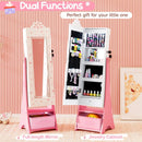 Kids Jewelry Armoire Freestanding Jewelry Cabinet with 3-Color Lighted Full Length Mirror by LJGDeals