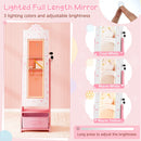 Kids Jewelry Armoire Freestanding Jewelry Cabinet with 3-Color Lighted Full Length Mirror