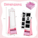 Kids Jewelry Armoire Freestanding Jewelry Cabinet with 3-Color Lighted Full Length Mirror by LJGDeals