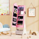Kids Jewelry Armoire Freestanding Jewelry Cabinet with 3-Color Lighted Full Length Mirror by LJGDeals