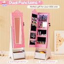 Kids Jewelry Armoire Freestanding Jewelry Cabinet with 3-Color Lighted Full Length Mirror by LJGDeals
