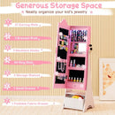 Kids Jewelry Armoire Freestanding Jewelry Cabinet with 3-Color Lighted Full Length Mirror by LJGDeals