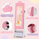 Kids Jewelry Armoire Freestanding Jewelry Cabinet with 3-Color Lighted Full Length Mirror by LJGDeals