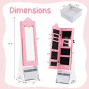 Kids Jewelry Armoire Freestanding Jewelry Cabinet with 3-Color Lighted Full Length Mirror