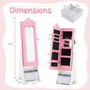 Kids Jewelry Armoire Freestanding Jewelry Cabinet with 3-Color Lighted Full Length Mirror by LJGDeals