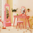 Kids Jewelry Armoire with 3-Color Lighted Full Length Mirror and Inside Led Lights by LJGDeals
