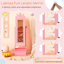 Kids Jewelry Armoire with 3-Color Lighted Full Length Mirror and Inside Led Lights