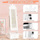 Kids Jewelry Armoire with 3-Color Lighted Full Length Mirror and Inside Led Lights