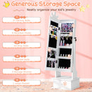 Kids Jewelry Armoire with 3-Color Lighted Full Length Mirror and Inside Led Lights