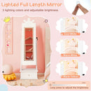 Kids Jewelry Armoire with 3-Color Lighted Full Length Mirror and Inside Led Lights by LJGDeals