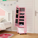 Kids Jewelry Armoire Cabinet with Swivel Base and Lockable Universal Wheels by LJGDeals