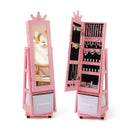 Kids Jewelry Armoire Cabinet with Swivel Base and Lockable Universal Wheels by LJGDeals