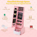 Freestanding Kids Jewelry Armoire Cabinet with Storage and 2 Tilt Angles by LJGDeals
