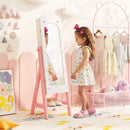Kids Jewelry Organizer with Full Length Mirror Drawers and Storage Shelves-White