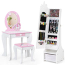 Kids Jewelry Armoire Cabinet with Storage and 2 Tilt Angles-White