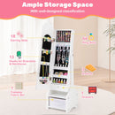 Kids Jewelry Armoire Cabinet with Storage and 2 Tilt Angles-White