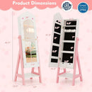 Kids Jewelry Organizer with Full Length Mirror Drawers and Storage Shelves-White by LJGDeals