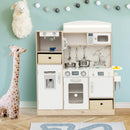 Kids Kitchen Playset with Adjustable LED Lights Removable Fabric Bins-White by LJGDeals