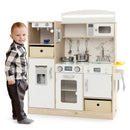 Pretend Play Kitchen Toy Kitchen Playset with Range Hood Ice Maker and Telephone by DirectDeals