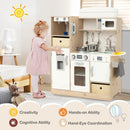 Kids Kitchen Playset with Adjustable LED Lights Removable Fabric Bins-White by LJGDeals