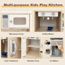 Kids Kitchen Playset with Adjustable LED Lights Removable Fabric Bins-White by LJGDeals