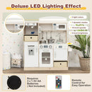 Kids Kitchen Playset with Adjustable LED Lights Removable Fabric Bins-White by LJGDeals