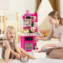 Kids Kitchen Playset Pretend Play Kitchen with Realistic Sounds and Lights
