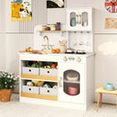 Kids Kitchen Playset with Cooking Accessories and Toy Cuttable Veggies-White by LJGDeals